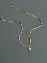 Trendy Snake Chain Necklace with Teardrop Cubic Zirconia
